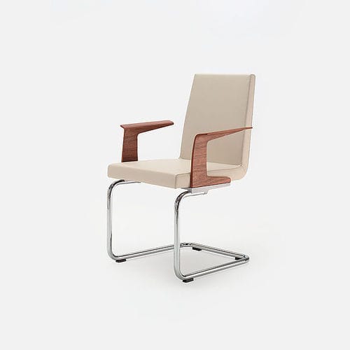 Cadeira contemporânea - 620 - Rolf Benz Ag & KG - para ambiente interno / em couro / com base em metal cromado
