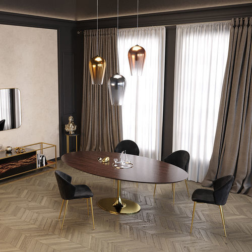 Mesa de jantar contemporânea - MOON YOUNG - Scandal Home Couture - em madeira / em mármore / com base metálica