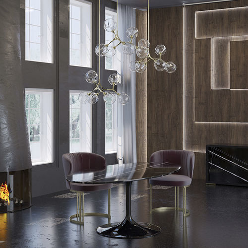 Cadeira de sala de jantar contemporânea - MOON - Scandal Home Couture - para ambiente interno / em veludo / com base metálica