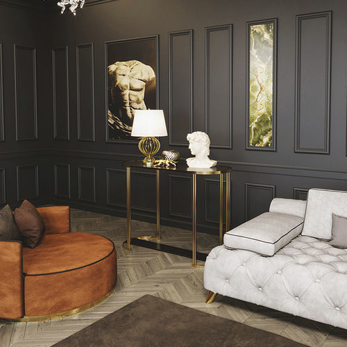 Aparador contemporâneo - Moon - Scandal Home Couture - em mármore / com base metálica / oval
