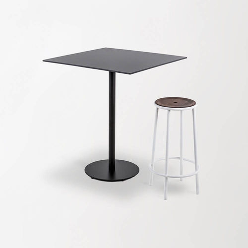 Mesa alta contemporânea - SHIRE - Schoenhuber Franchi - em HPL / com base em metal pintado / redonda