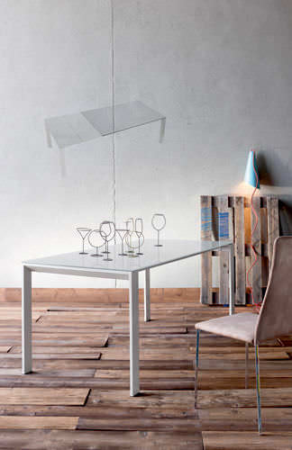 Mesa contemporânea - FUSION - Sedit - em vidro laqueado / retangular / extensível