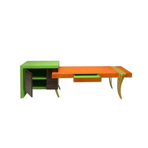 Mesa secretária de piso - Opus - Sergio Villa Mobilitaly - de estilo / em madeira / em couro