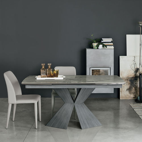 Mesa contemporânea - POSEIDONE 160 - Target Point - em vidro temperado / em grés porcelanato / com base em metal pintado