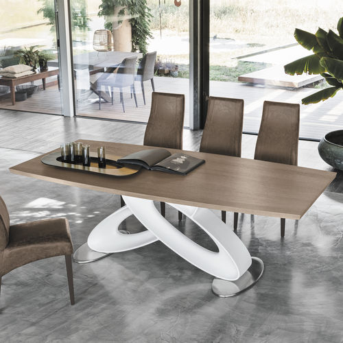 Mesa de jantar contemporânea - ECLIPSE 230 - Target Point - com folheado de madeira / com base metálica / retangular