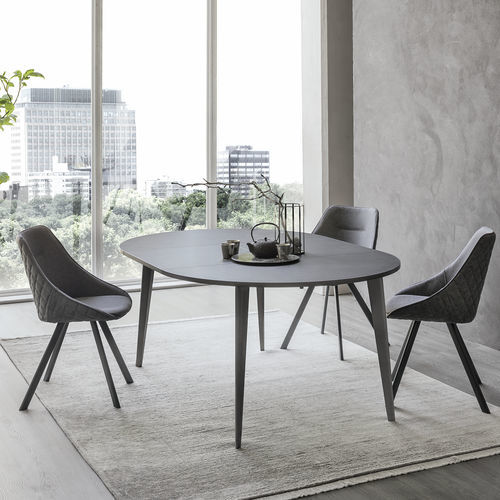 Mesa de jantar contemporânea - AIACE - Target Point - em laminado / com base em metal pintado / redonda