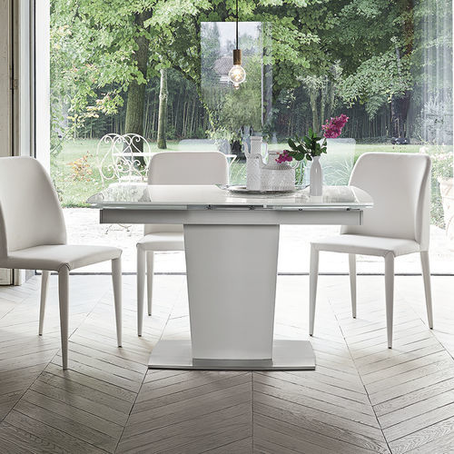 Mesa de jantar contemporânea - COPERNICO 120 - Target Point - em vidro temperado / em grés porcelanato / com base em MDF laqueada
