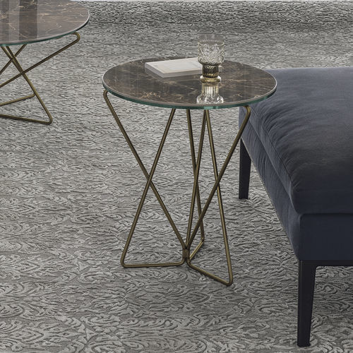 Mesa lateral contemporânea - STAR CORNER - Target Point - em grés porcelanato / com base em metal pintado / redonda