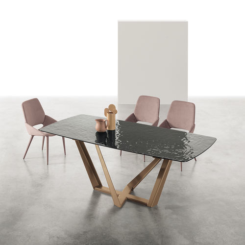 Mesa de jantar contemporânea - PRIAMO GLASS - Target Point - em vidro / com base em metal pintado / com base em metal escovado