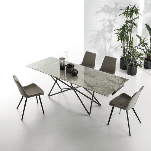 Mesa contemporânea - GALAXY - Target Point - em vidro temperado / em grés porcelanato / com base em metal pintado