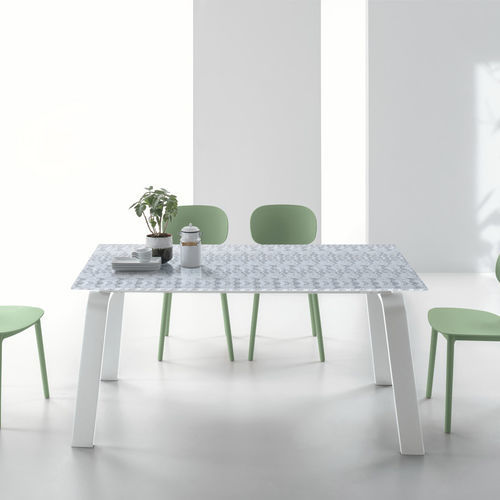 Mesa de jantar contemporânea - DEIMOS 160 - Target Point - em MDF laqueado / em vidro temperado / em grés porcelanato