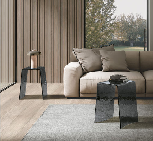 Mesa lateral contemporânea - QUASAR - Target Point - em vidro / com base em vidro / retangular