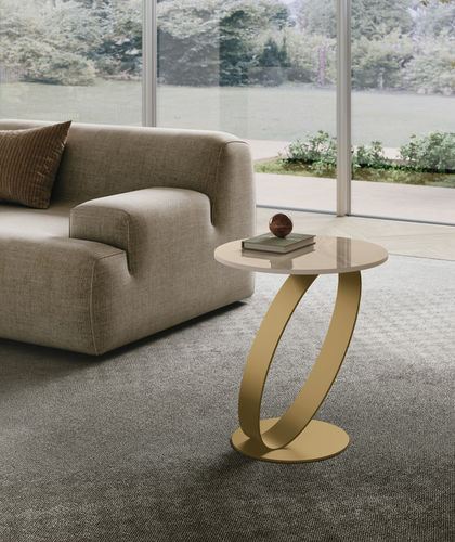 Mesa lateral contemporânea - RING - Target Point - em grés porcelanato / com base metálica / redonda