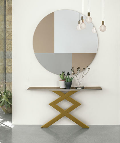 Aparador contemporâneo - CROSS - Target Point - em vidro / em grés porcelanato / com base em metal pintado