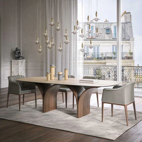 Mesa contemporânea - ARCO - Tonin Casa - em MDF / em vidro / em grés porcelanato