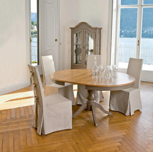 Mesa clássica - ARAGO  - Tonin Casa - em madeira laqueada / com base em madeira / redonda