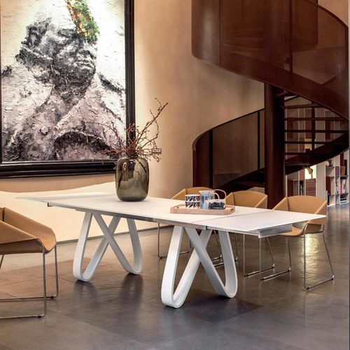 Mesa de jantar contemporânea - BUTTERFLY - Tonin Casa - em madeira / em vidro temperado / em grés porcelanato