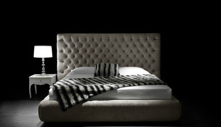 Cama de casal - PARIS - Valmori - contemporânea / estofada / com cabeceira estofada