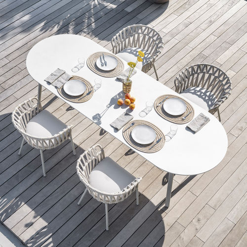 Mesa de jantar contemporânea - EMMA - Varaschin - em cerâmica / em HPL / com base em ferro