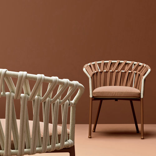 Cadeira de sala de jantar em tecido acrílico - EMMA CROSS - Varaschin - contemporânea / para ambiente interno / de jardim