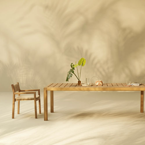 Poltrona contemporânea - 2571_S - Varaschin - em tecido / em madeira / em iroko