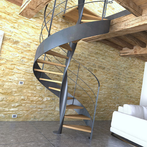 Escada helicoidal - ASTRALE SN - ITALIAN FASHION STAIRS - com degraus em madeira / com estrutura em aço / da linha residencial