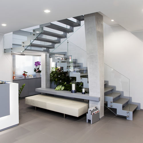 Escada reta - LOGICA V-B-E-GLASS - ITALIAN FASHION STAIRS - em L / em U / com degraus em metal