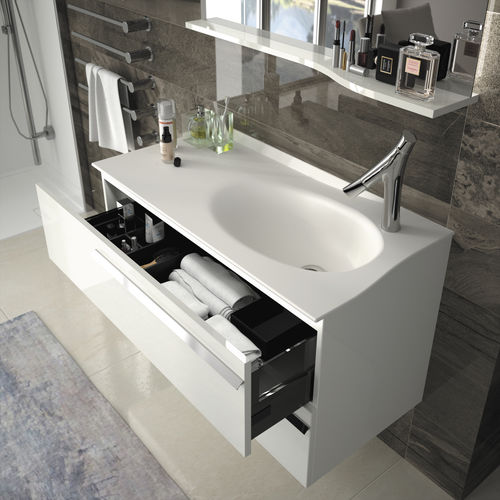 Gabinete de banheiro duplo - JOYA - AMBIANCE BAIN - suspenso / em madeira / em vidro