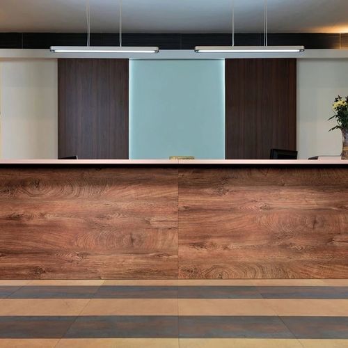 Balcão de recepção modular - VECTOR - Fit Interiors - em laminado melamínico / com iluminação