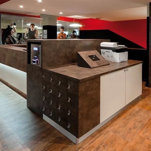 Balcão de recepção modular - VEGA - Fit Interiors - laminado / em laminado melamínico / com iluminação