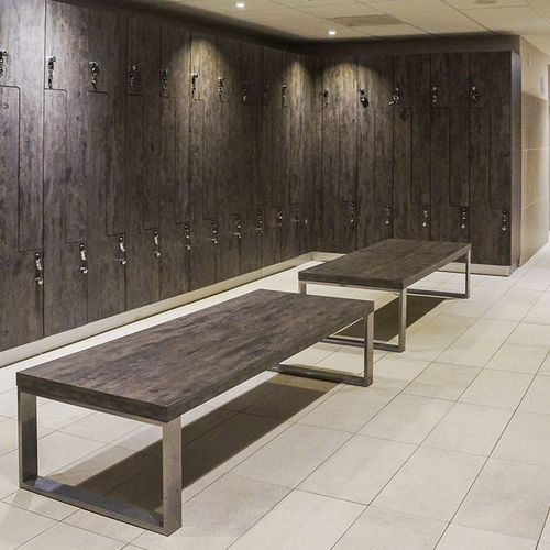 Banco para vestiário contemporâneo - PANKA - Fit Interiors - em madeira de freixo / em aço revestido a pó / sem encosto