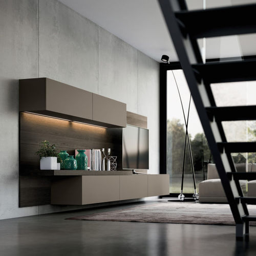 Móvel de parede contemporâneo para TV - YOTA : COMPOSIZION 01 - ARMONY CUCINE - em madeira laqueada