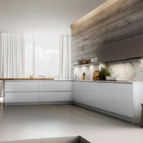 Cozinha contemporânea - YOTA : COMPOSIZION 03 - ARMONY CUCINE - em madeira laqueada / em L / sem puxadores