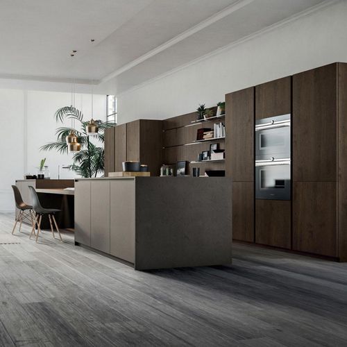 Cozinha contemporânea - OMICRON 22 : COMPOSIZION 04 - ARMONY CUCINE - em madeira / de resina / com ilha