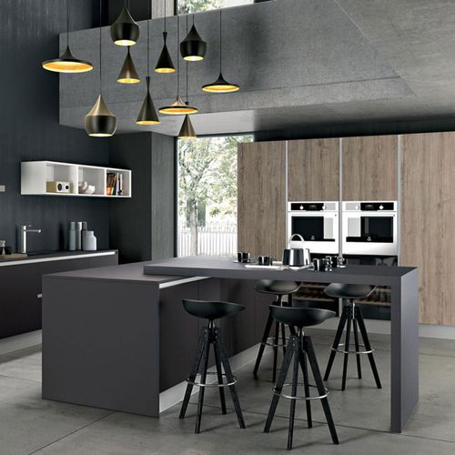 Cozinha contemporânea - TAU : COMPOSITION 01 - ARMONY CUCINE - em laminado / com ilha / sem puxadores