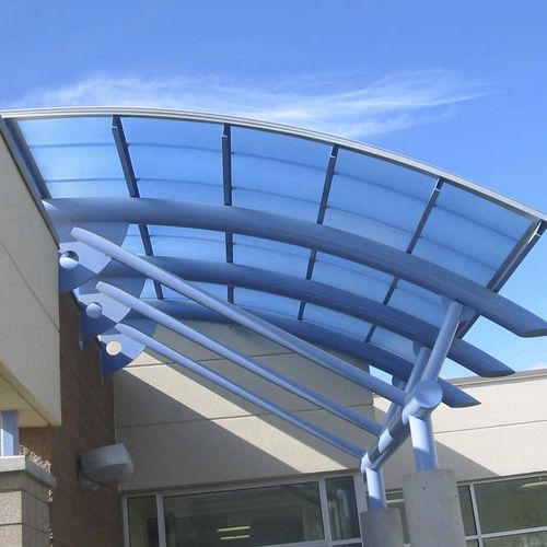 Cobertura para entrada - SKYSHADE 3100® - EXTECH Exterior Technologies, Inc - para estabelecimento do setor terciário / metálica / em policarbonato