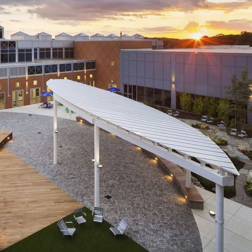 Cobertura para entrada - SKYSHADE 3300® - EXTECH Exterior Technologies, Inc - para estabelecimento do setor terciário / metálica / em policarbonato
