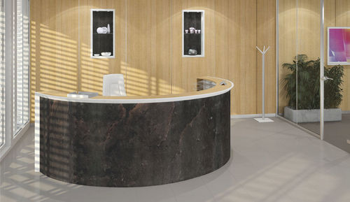 Balcão de recepção curvo - CIAO PIÙ - Codutti Furniture Srl - em pedra natural / em madeira