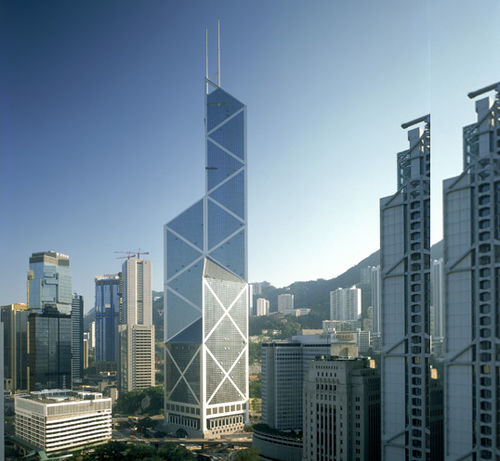 Fachada-cortina em metal e vidro - BANK OF CHINA TOWER - Permasteelisa - em vidro / espelhada