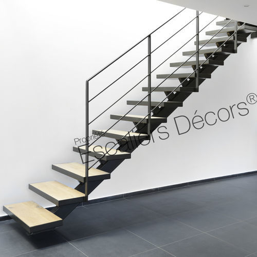 Escada reta - DT119 ESCA'DROIT®  - ESCALIERS DECORS - com degraus em madeira / com estrutura em aço laqueado / da linha residencial