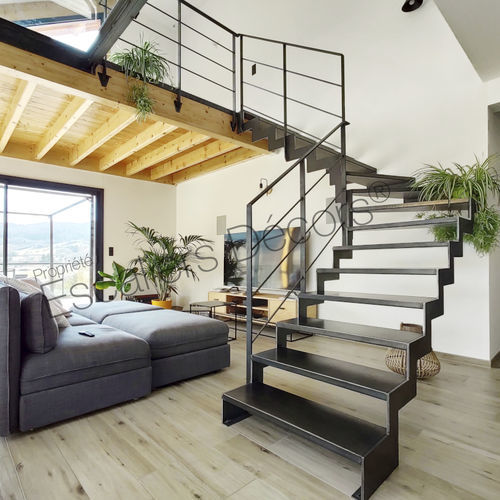 Escada em L - ELLE DT177 - ESCALIERS DECORS - com degraus em metal / metálica / da linha residencial