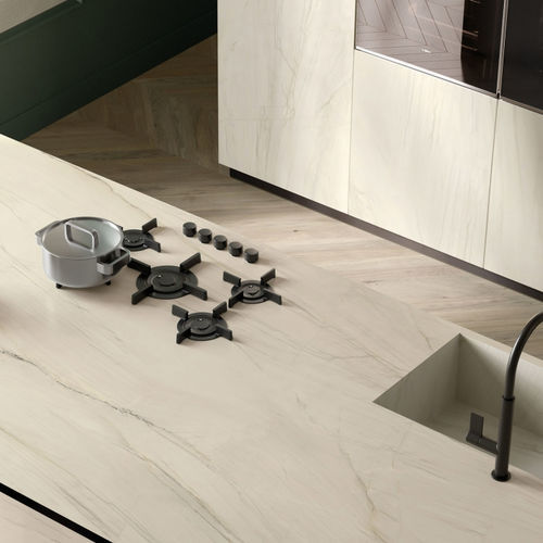 Placa de pedra em grés porcelanato - CALACATTA MONT BLANC - Italgraniti Group S.p.a. - para ambiente interno / para cozinha / para móvel