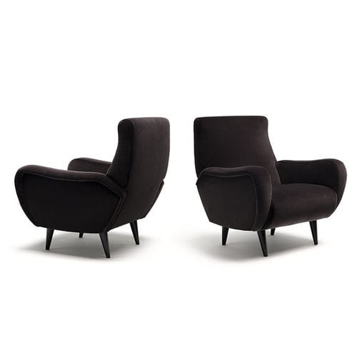 Poltrona contemporânea - '50 - Mussi Italy - em tecido / em couro / em madeira maciça