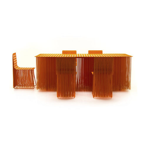 Conjunto de mesa e cadeiras contemporâneo - FLIRT - Mussi Italy - para ambiente interno / em aço / em PVC