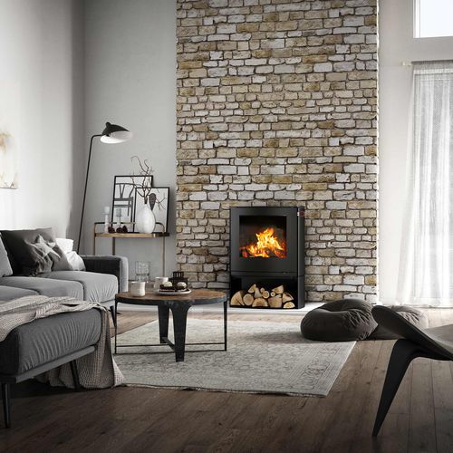 Salamandra a lenha - Q-TEE 2 C - Attika Feuer AG - 5 kW–10 kW / de piso / contemporânea