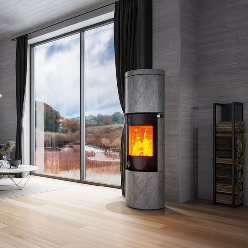Salamandra a lenha - JUNO 120/166 L - Attika Feuer AG - 5 kW–10 kW / de piso / com 3 faces