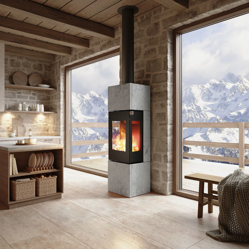 Salamandra a lenha - NEXO 160 SPECKSTEIN - Attika Feuer AG - 5 kW–10 kW / de instalação livre / com 3 faces