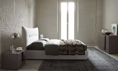 Cama de casal - DOMINO - ORME - contemporânea / estofada / em tecido