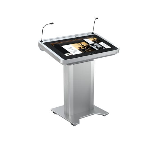 Púlpito de conferência - ILS SYNERGY GW-W - Intelligent Lectern Systems - de altura regulável / com logótipo personalizado / usinado