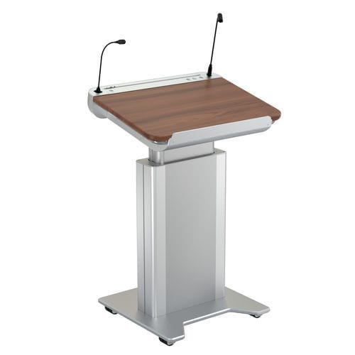 Púlpito de conferência - ILS SYNERGY WW - Intelligent Lectern Systems - de modelo semissentado / com rodízios / usinado